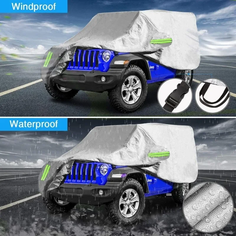 190T Waterproof Car Covers for Jeep Wrangler 2/4 Doors 1987-2019 JK JL YJ TJ Windproof Dustproof Full Surround Protector Cover