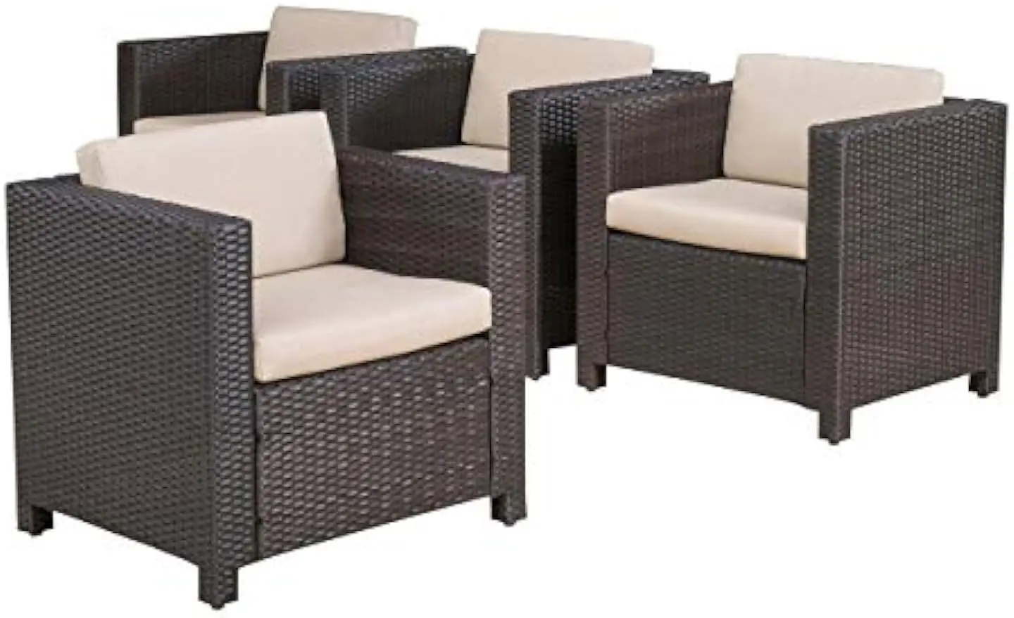 

Уличный Плетеный клубный стул из дерева акации, 4 шт., темно-коричневый