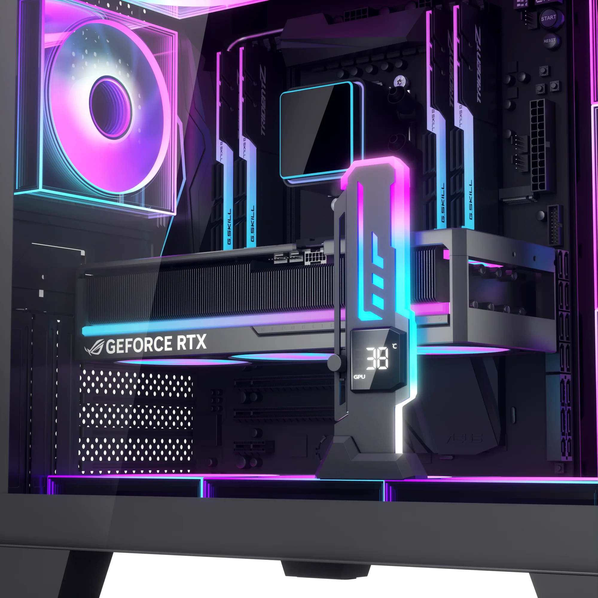 GSCOLER Z-X7 Z-X7PRO 그래픽 카드 스탠드(수직 설치용, 디지털 온도 표시 기능 포함)