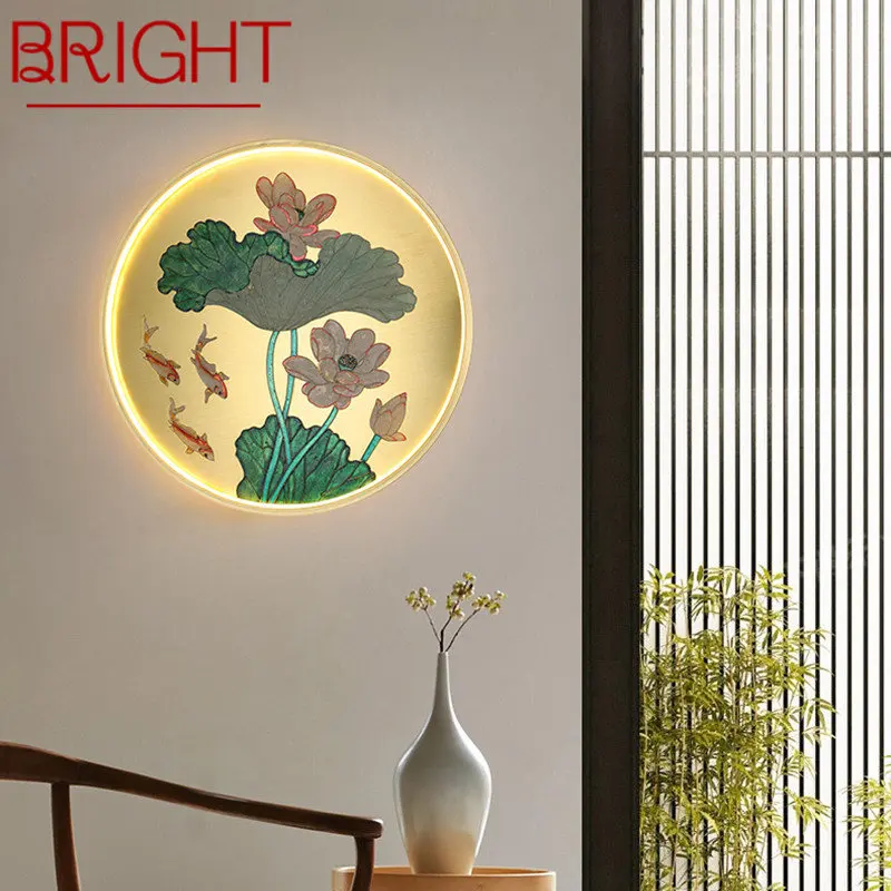 

BRIGHT Brass Wall Picture Lamp LED 3 Colors Modern Gold Luxury Creative Lotus Decor Sconce Light for Home Living Room Bedroom