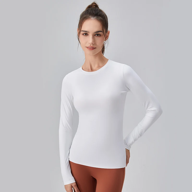 Long Sleeve Yoga Shirts Fitness Sport Top Elastic Breathable Gym Top Running Pilates Workout Clothing Autumn and Winter Yoga Top Yoga Shirt Sports Shirt Sports T Shirt