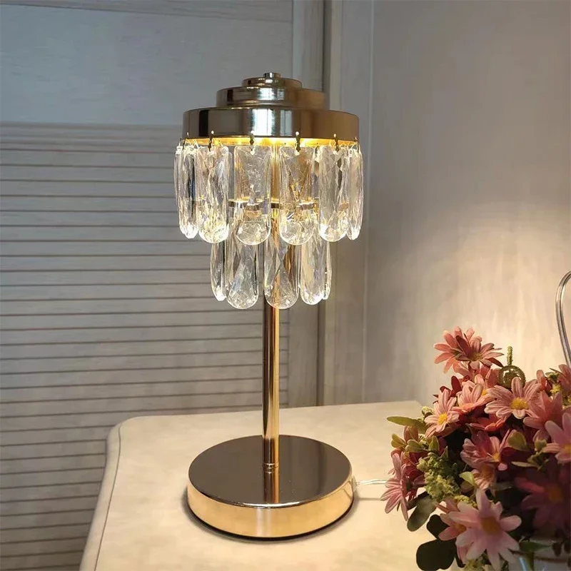 BELLE Contemporary Crystal Table Lamp LED Simple Creative Bedside Desk Light for Home Living Room Bedroom Decor