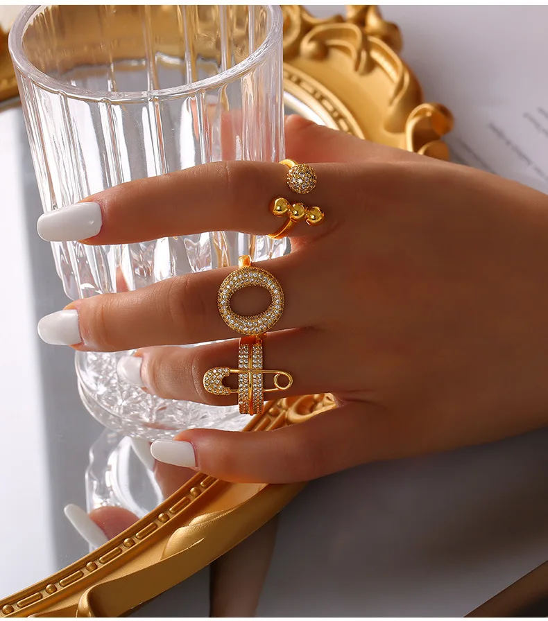 Attraktive Büroklammer-Stil-Kupferringe für Frauen, trendiger Luxus-Fingerring, Schmuck, Hochzeitsgeschenk – Detail 7