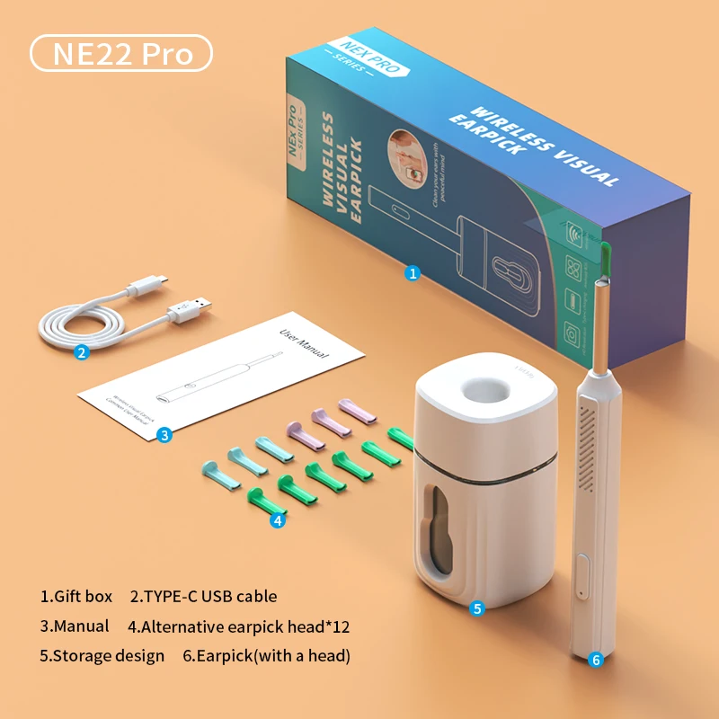 Electric Ear Cleaner Kit With Camera Smart Visual Ear Wax Removal Hd Ear Sticks 6 LED Lights Ear Wax Removal Tool Clean Earpick