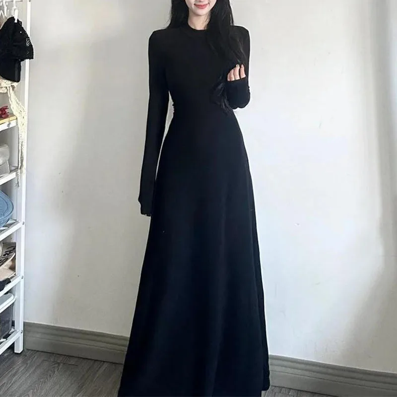 Intellect Winter Square Collar Long Sleeve Dress Women Autumn Elegant  Temperament Corset Elastic All-match Black Tight Dresses - AliExpress  200000345