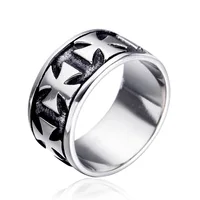 Silver color Knight Templar Cross Rings Black Punk Crusaders Band Rings for Mens Promise Jewelry Anel Dropshipping 1