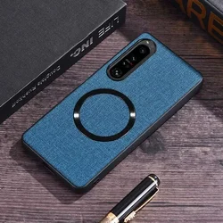 MagSafe-Compatible Magnetic Charging Silicone Fabric Case for Sony Xperia 1 IV (Blue)