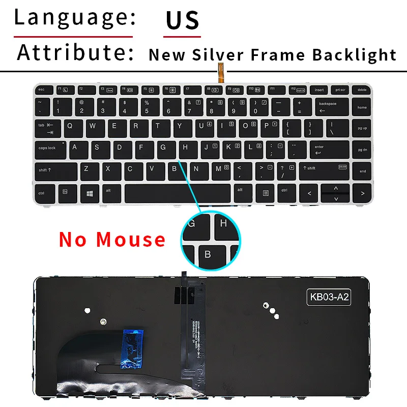 us russian laptop keyboard for hp elitebook with backlight