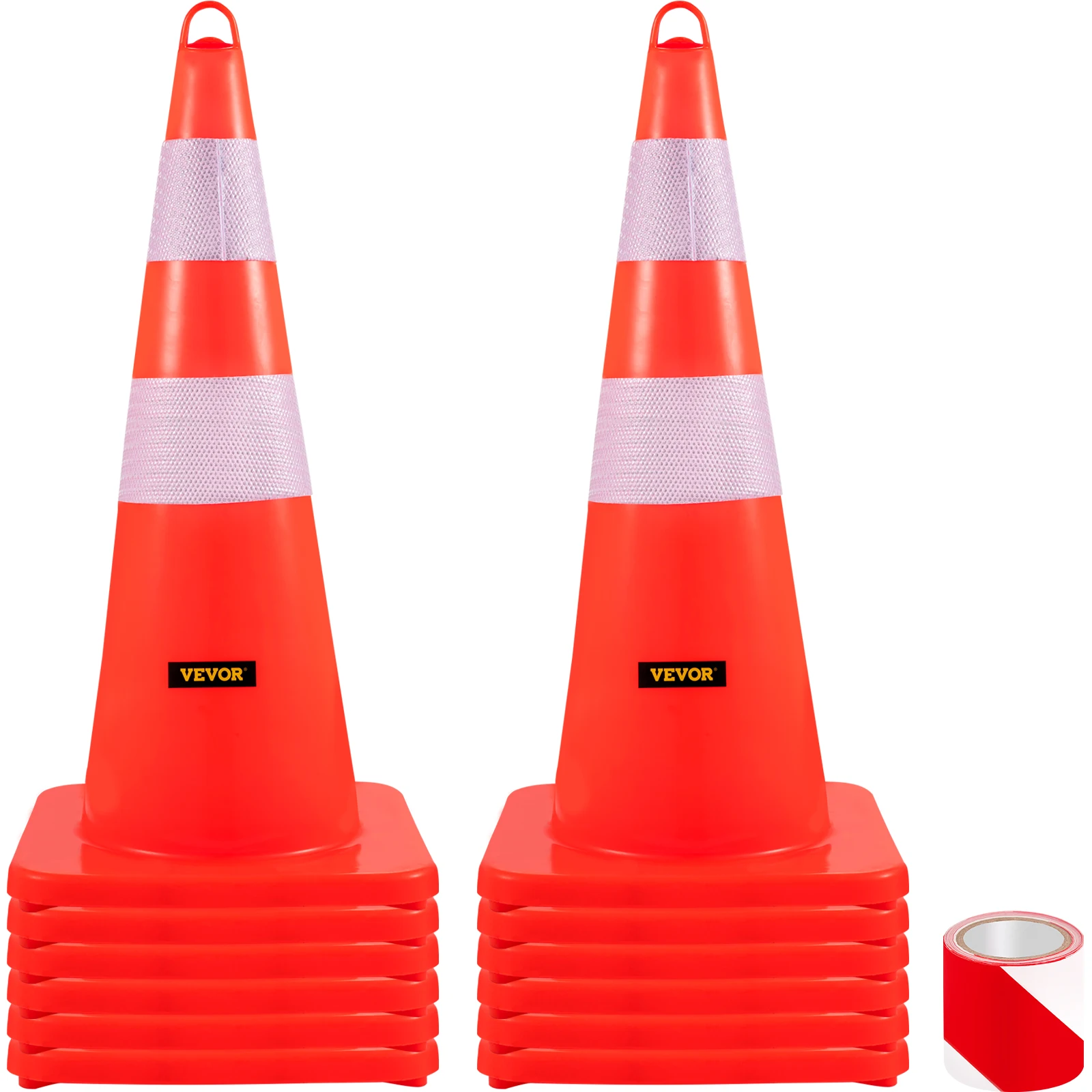 VEVOR Tools Safety Cones 12"x28" High Visibility PVC Orange Traffic Cones with Heavy-Duty Base and Used for Traffic Road Control