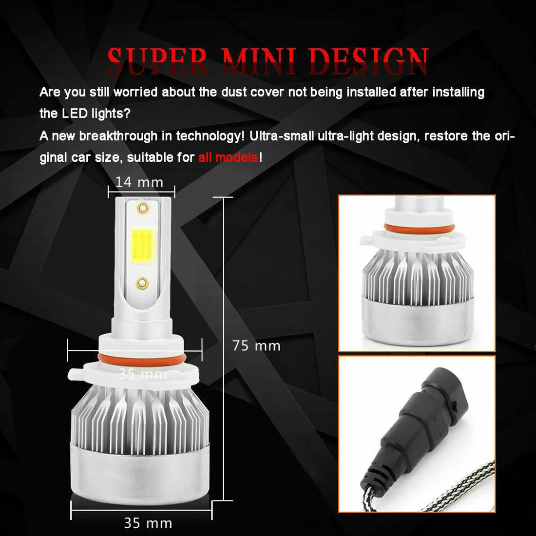 Car LED Headlights 2Pcs C6 H4 H7 H11 9005 9006 7600LM 36W LED Hi / Lo Beam Light Bulbs colour 6000K
