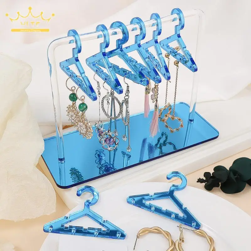 

Creative Earring Hanging Frame Acrylic Clothes-Rack Shape Jewelry Display Rack Earrings Organizer Holder Gold Blue Silver
