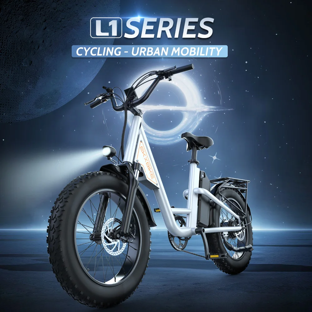 EKX L1 Adult Electric Bike 1000W Motor（1400W peak）34MPH, 48V 15.6Ah Removable Battery With 20''4.0 Fat Tire 7 Speed Urban Ebike 2