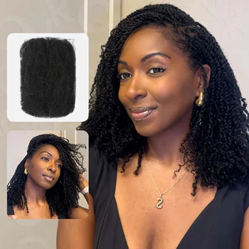 Synthetic Afro Curly Bulk Hair For Braiding Peruvian QVR Afro Kinky Curly Synthetic Hair Bulk Natural Brown Color Braids Hair 1