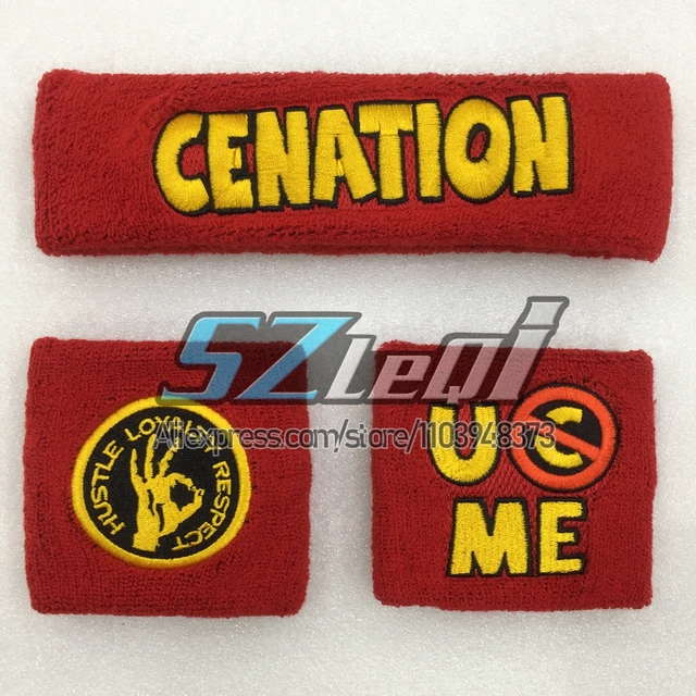 John Cena WWE Red Headband And Wristbands Set - Official Style Cotton Accessories
