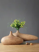 Modern Line Stripe Resin Vase Flower Arrangement Dried Flower Imitation Wood Vase Bookcase Desktop Decoration Crafts Furnishings 1