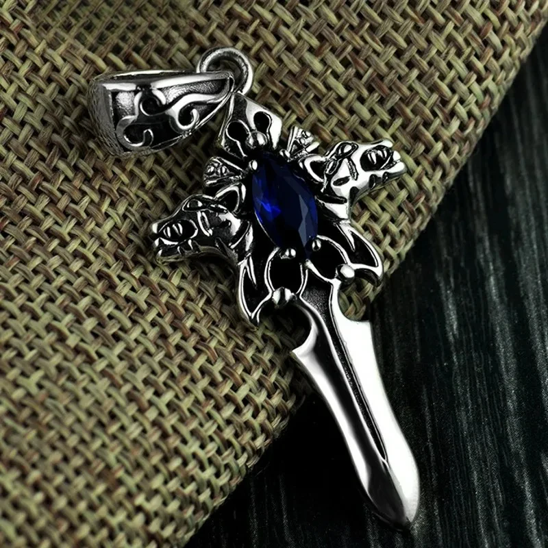 

NEW S925 Silver Vintage Simple And Dominant, Sword, Cross, Pendant Men'S Gift Free Shipping