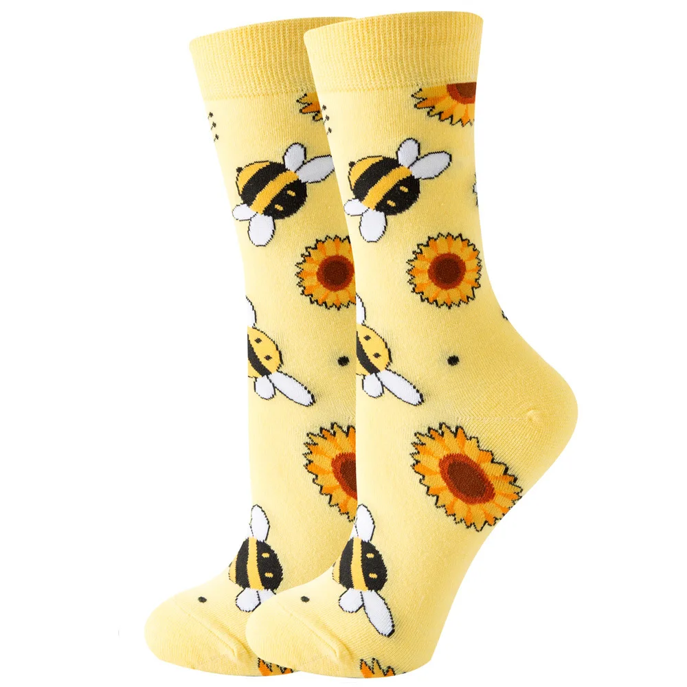 Cute Women Socks Cartoon Animal Food Fruit Socks Kawaii Funny Trendy Socks Happy Harajuku Casual Socks Autumn Spring Stocking