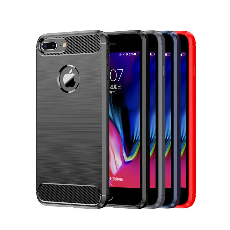 

For Apple iPhone 8 8 Plus Case, TPU Brushed Pattern Soft Case Black Blue Red