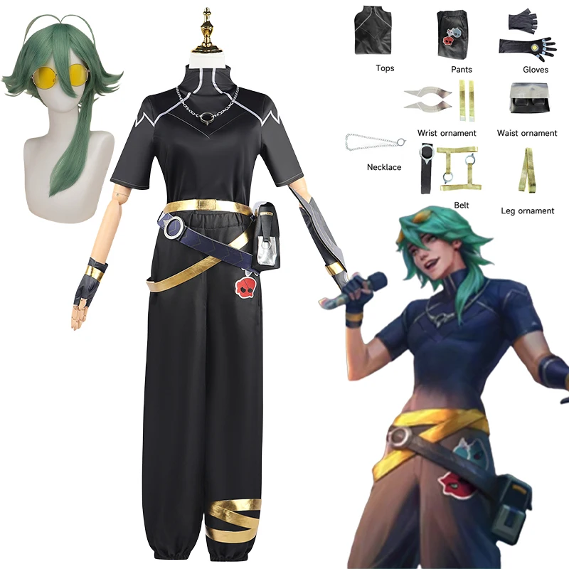 

Heartsteel Ezreal Cosplay Costume Game LOL EZ New Skin Cosplay Uniform Top Pants Wig Outfits Halloween Carnival Costumes for Men
