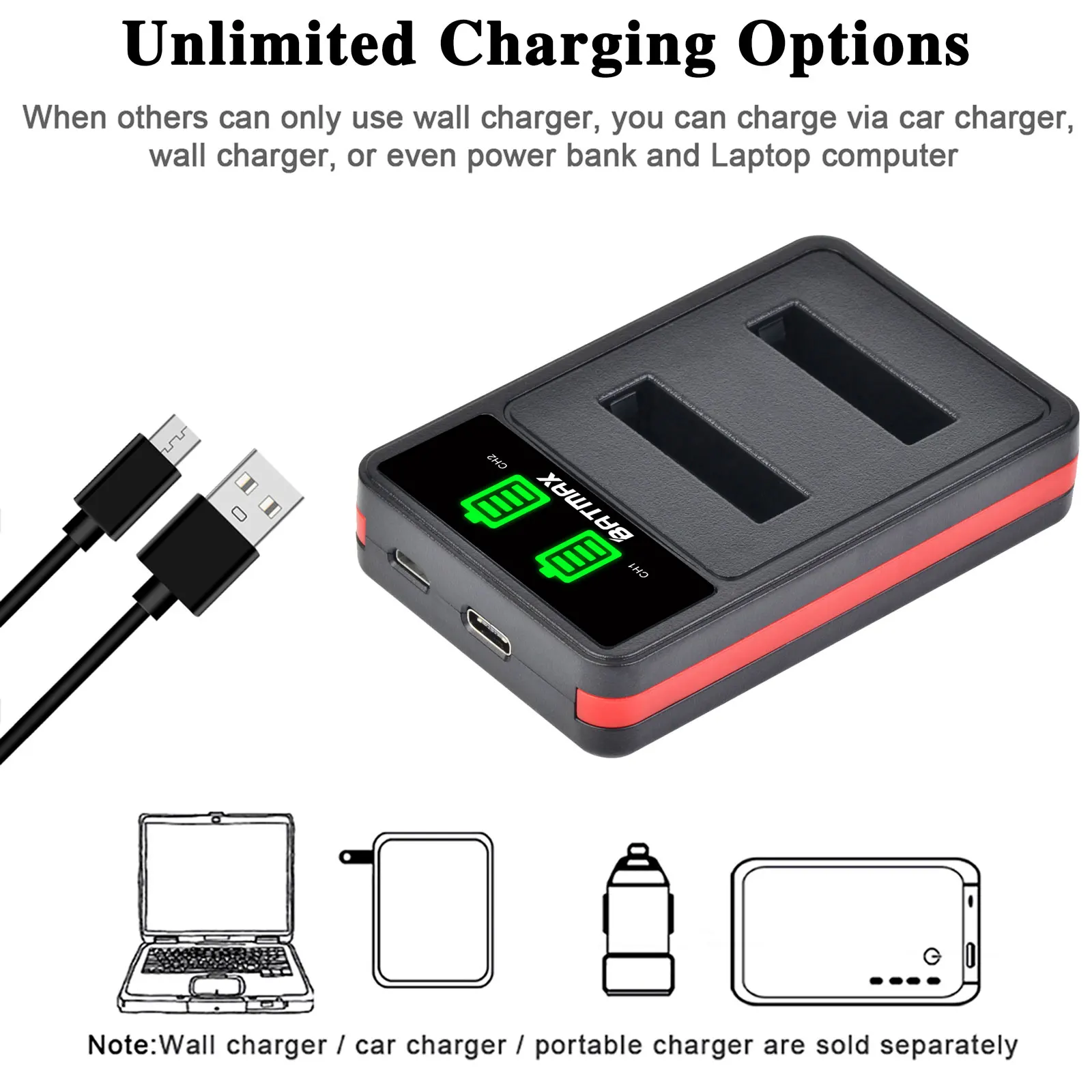 Rechargeable Battery Charger Camera Battery Charger Rechargeable Battery Camera Battery Batmax Li-50B Li50B Bateria D-Li92 Battery+LED Dual Charger with Type-C Port for Olympus u6010 u6020 for Pentax XZ-1 SP-800UZ