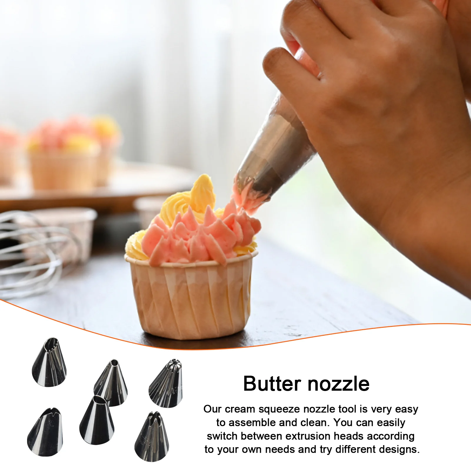 6Pcs Pastry Icing Piping Nozzles Stainless Steel Decorating Tip Cake Cupcake Decorator Rose Accessories Kitchen baking tool