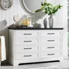 8 Drawers Dresser Chests for Bedroom,52" Wide Wood Rustic Chest of Drawers with Metal Handle,Natural Texture,Drawer Organizer 1