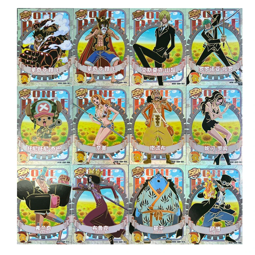 

Anime One Piece Collection Cards Rare SSR Card Anime Cartoon Peripheral Luffy Table Game Boys Collection Toy Kawaii Hobbies Gift