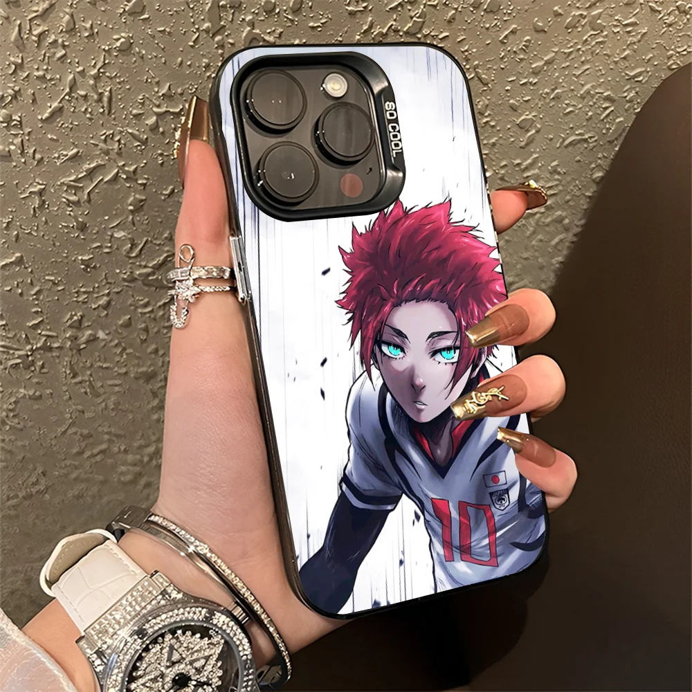 Itoshi Sae B-Blue L-Lock Anti-Fall Black Matte Hard Bumper Phone Case