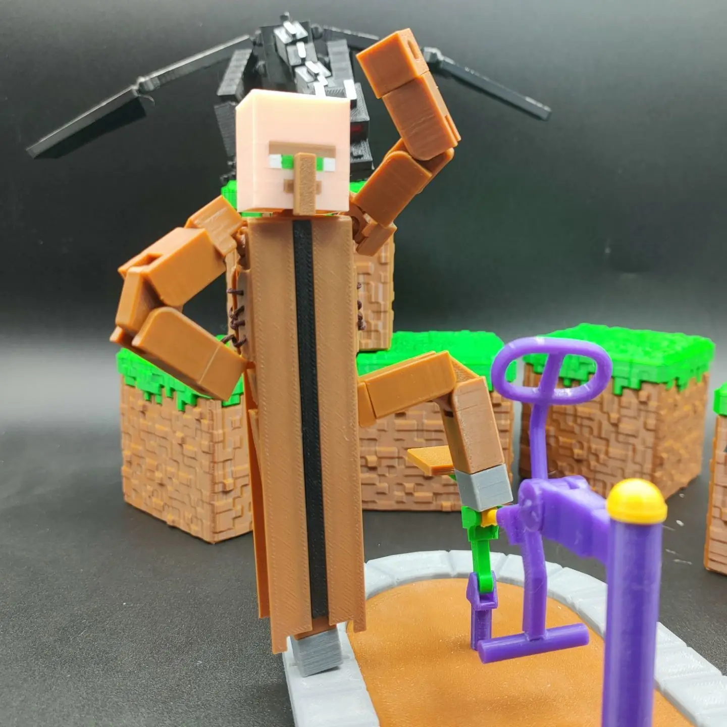3D Printed Steve Black Enderman Mutant Multi-Jointed Movable