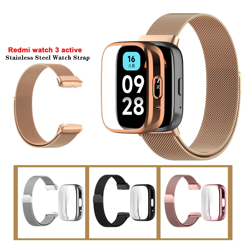 Ремешок 2 в 1 для Redmi Watch 3 Active, металлический браслет с магнитной петлей из нержавеющей стали
