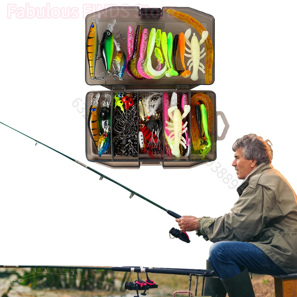 Set de leurres souples et durs avec cuillers métalliques pour pêche carnassiers