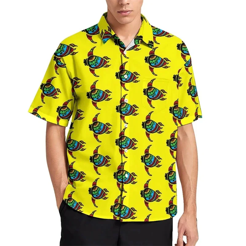 thumbnail image 1 of Blusas hawaianas con estampado 3D de tortugas marinas, camisas de playa con estampado 3D de estrellas de mar y animales para hombre, ropa de vacaciones, camisetas Y2k para hombre, 1 of 5