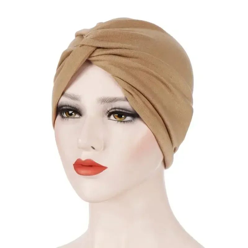 Women Hat Pleated Turban Muslim Chemo Cap Underscarf Headwear Headwrap Bonnet Covers Hair Bandanas Head Scarf Beanie India Caps 5