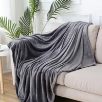 1pc Coral Fleece Blanket Simple Grey Blanket Soft Warm Throw Blanket Nap Blanket for Sofa Bed Camping Trip Office Pet Dog 1