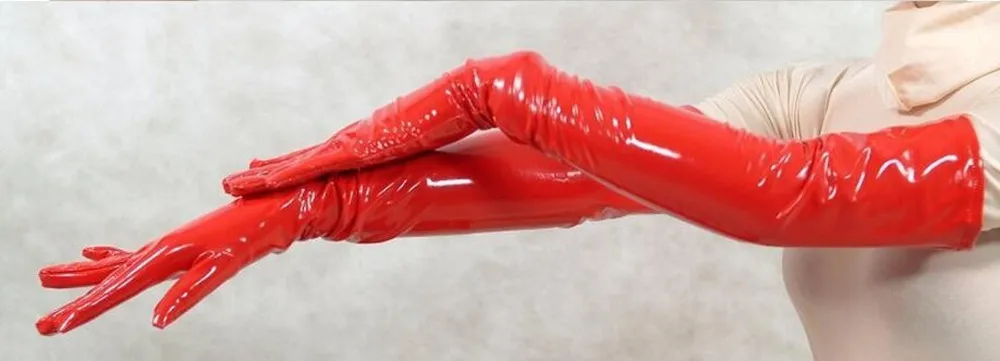 Sexy PU Leather Skinny Long Glove Punk Rock Hip Hop Jazz Disco Dance Gloves Shiny PVC Latex Mittens Cosplay Accessory