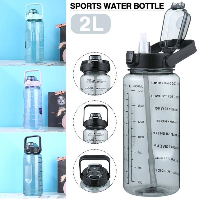 2l Sports Water Bottle With Straw Portable Large Capacity Water