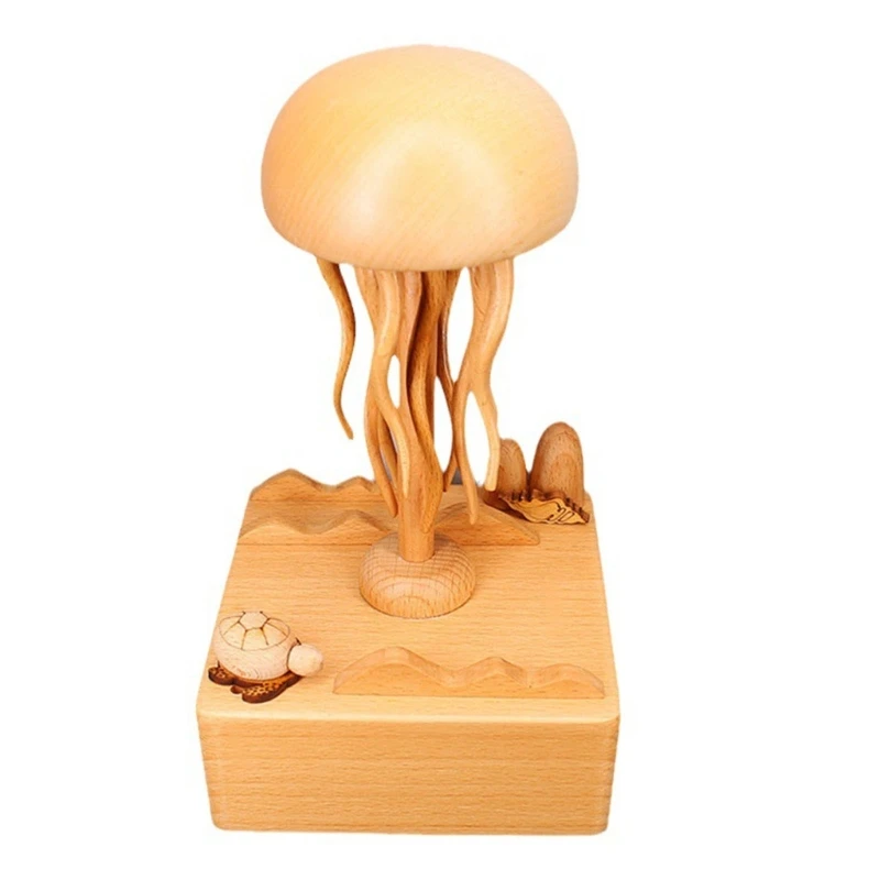 

Electric Music Box with Ocean Theme Artistic Jellyfish Model Woodwork and Captivating Motion Valentine's Day Gifts