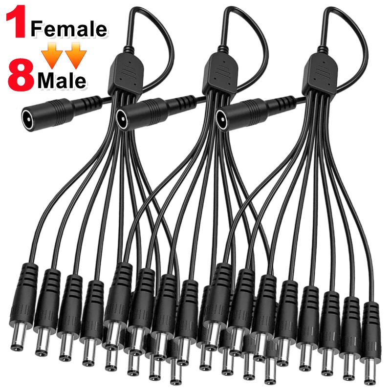 Câble séparateur d'alimentation 5.5x2.1mm 1 à 2/8 voies 5V 12V DC, adaptateur d'alimentation, cordon de connecteur pour caméra de sécurité CCTV, bande lumineuse LED