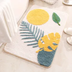 Plush Absorbent Microfiber Bathmat with Leaf Design - Non - Slip Bathroom Floor Rug - 50x80cm (Siye -2)