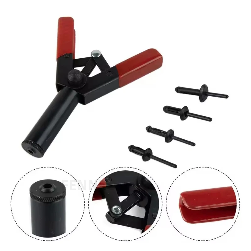 Rivet Gun Set Plastic Rivet Gun Set 40Pcs Nylon Blind Rivets 1pcs Hand Riveter Suitable For Fastening Door Panels & Automotive Trim