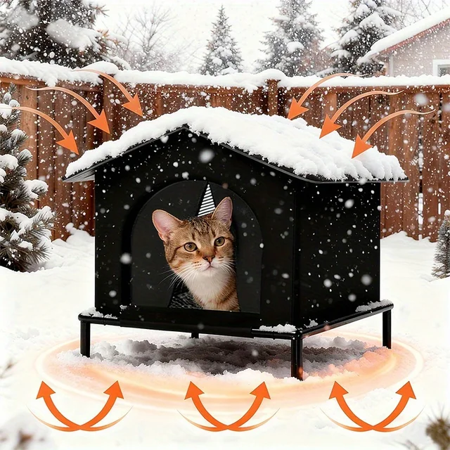 Outdoor Cat House with Shelf and Cushion Foil Insulation Throughout Stray Cat Warmer Cave Bed Cat Shelter for Kittens Winter Outdoor Cat House with Shelf and Cushion Foil Insulation Throughout Stray Cat Warmer Cave Bed Cat Shelter for Kittens Winter