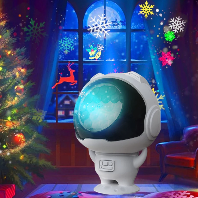 Christmas film projector lights astronaut ornaments 16 patterns decorative atmosphere lights water star projector night light