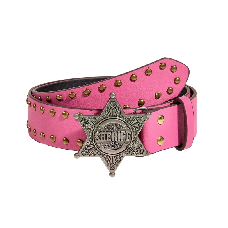 

Fashion Leathers Belt Star Buckle Rivet Jeans Belts Western Cowgirl Waist Belt All-Matched Belt for Jeans Pants