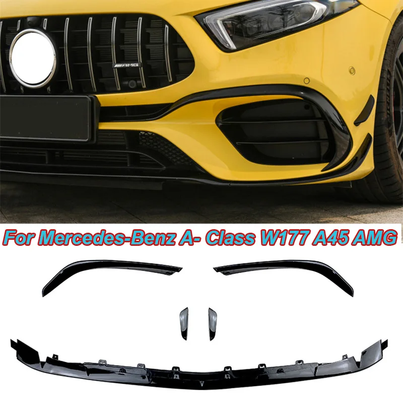 Nero Lucido Per Mercedes-Benz Classe A W177 A45 Amg Paraurti Anteriore Anteriore Air Knife Sport Air Force Kit Air Knife Esterno
