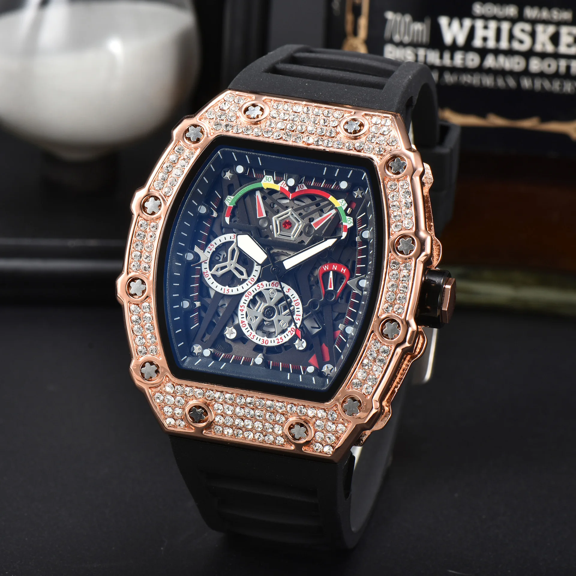 

Top luxury high-quality men's Automatic Date 3-pin sports quartz watch Military Diamond waterproof RM men's quartz watch