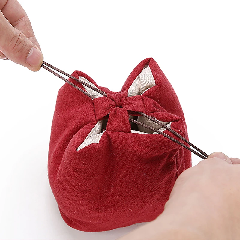 Tea Set Bag Cotton Linen Crafts Tea Cup Cloth Bag Travel Portable Set Shock-Resistant Anti-Collision Thickened Storage