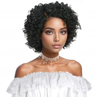 Perruque Lace Front Wig naturelle, cheveux crépus bouclés, coupe Pixie, couleur 4x1, pre-plucked, avec raie latérale, pour femmes 1
