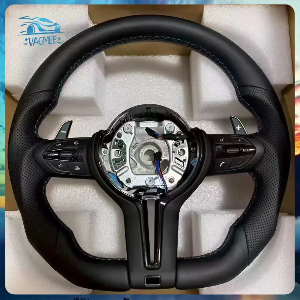 BMW M3 M5 F10 F11 F12 F13 F20 F21 F22 F25 F30 F31 F32 F33 F34 F36 M 로고 스티어링 휠 어셈블리용 반천공 가죽