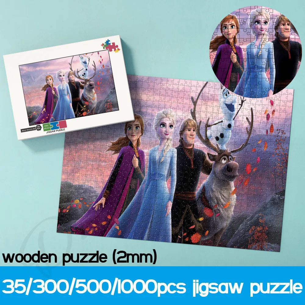 Puzzles for Kids Disney Animated Film Frozen 35 300 500 1000 Pieces Wooden Jigsaw Puzzles Handmade Art Toys and Hobbies Artwork disney jigsaw puzzles for kids animated film robin hood 35 300 500 1000 pieces cartoon wooden puzzles handmade toys and hobbies