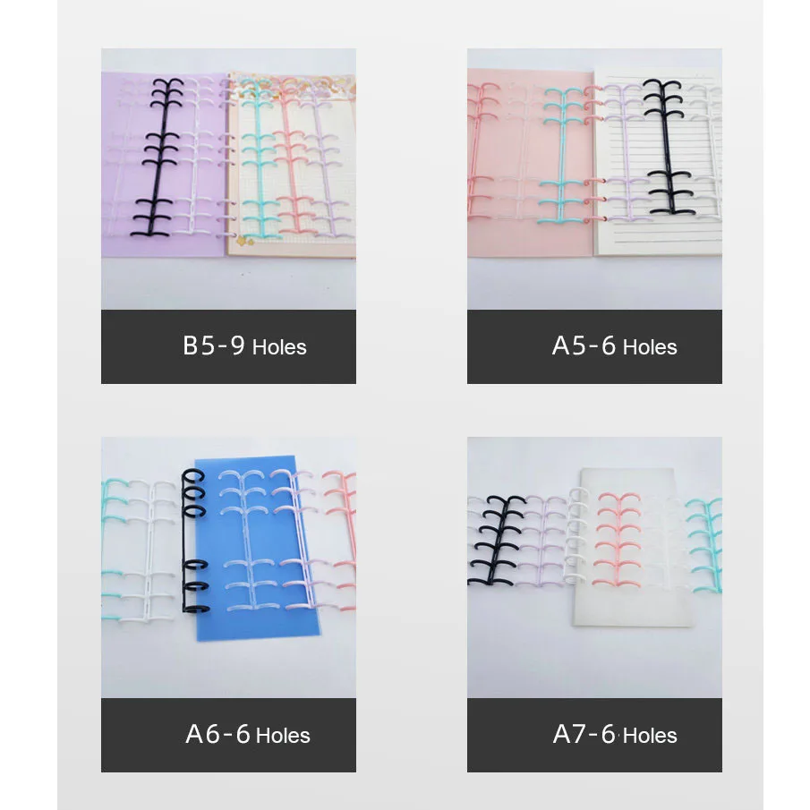 10pcs 19mm Plastic 3 Ring Binder Bookbinding Apron Quiet Book B5-9 Detachable Loose-leaf Ring Binders Notebook Mini Binder
